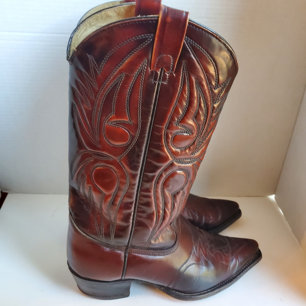 TEXAS WESTERN COWBOY BOOTS BROWN USA SIZE 9EE M-70 - Picture 3 of 16